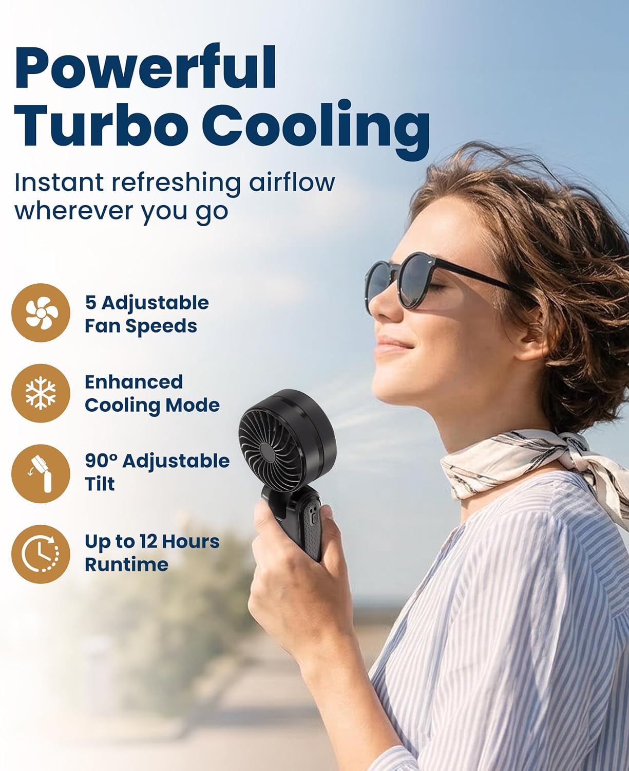 Portable Handheld Fan – Rechargeable Mini Fan with LED Display & 5 Speeds