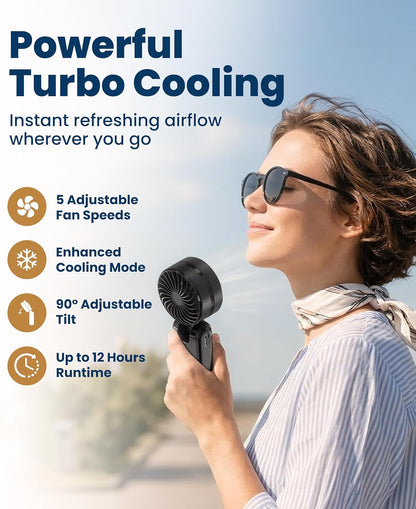 Portable Handheld Fan – Rechargeable Mini Fan with LED Display & 5 Speeds