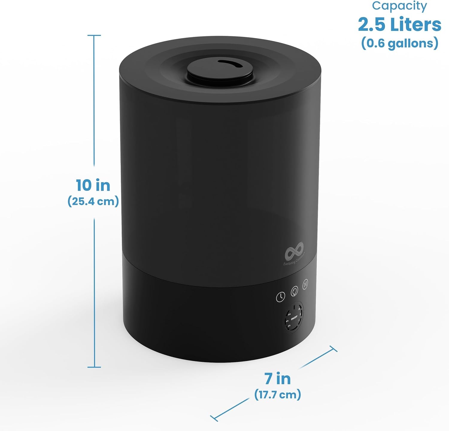 2.5 L Top-Fill Cool Mist Humidifier for Bedroom – Quiet with 24-Hour Runtime