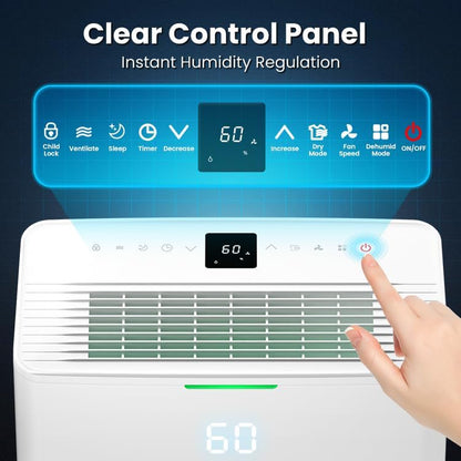 38 L/Day Dehumidifier for Basements & Large Rooms up to 420 m² with Drain Hose