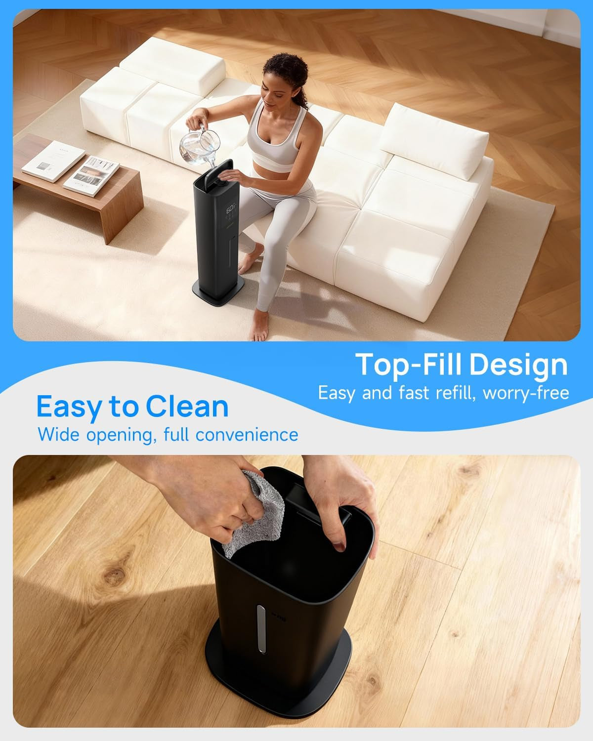 8 L Warm & Cool Mist Humidifier for Rooms up to 46 m² with Essential Oil Diffuser