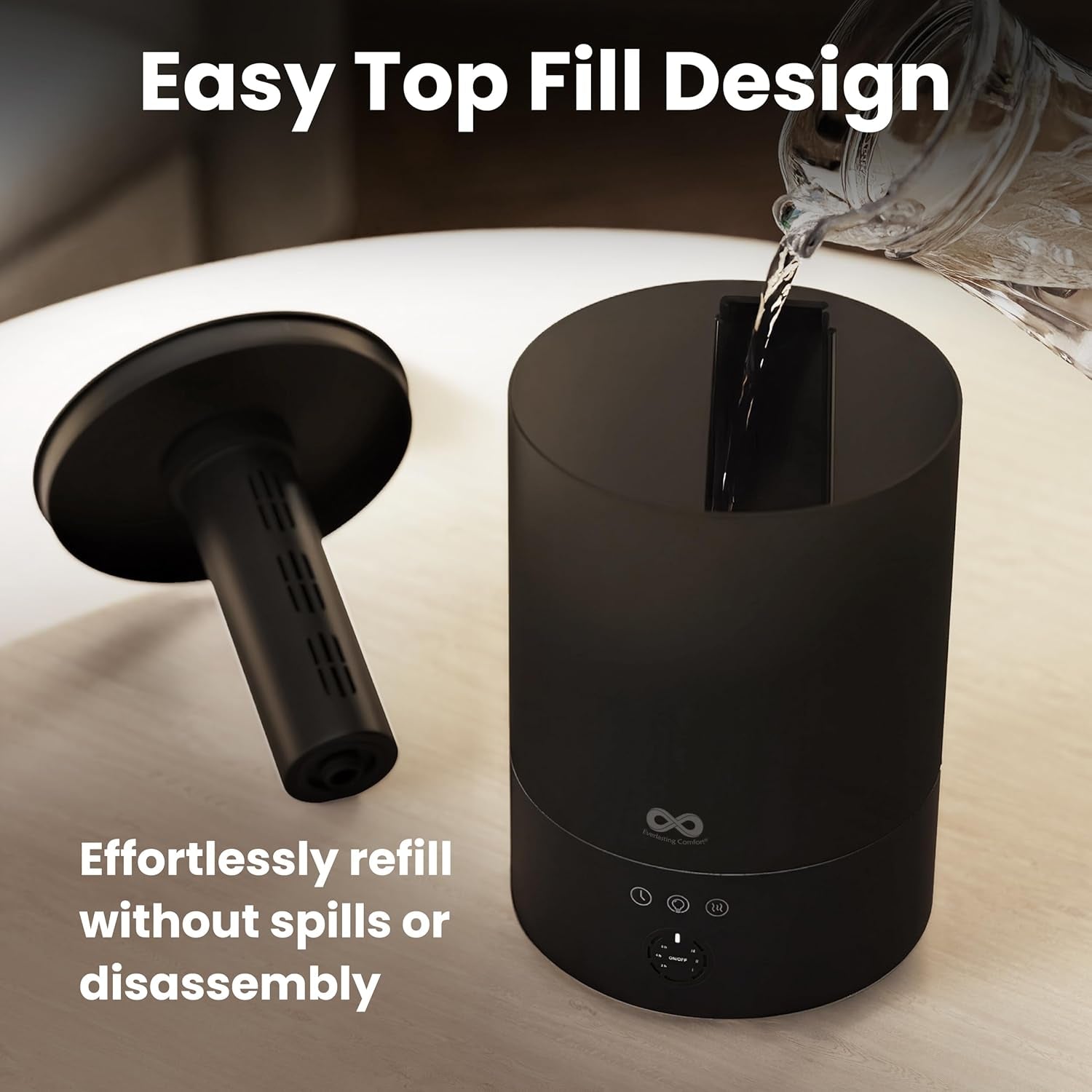 2.5 L Top-Fill Cool Mist Humidifier for Bedroom – Quiet with 24-Hour Runtime