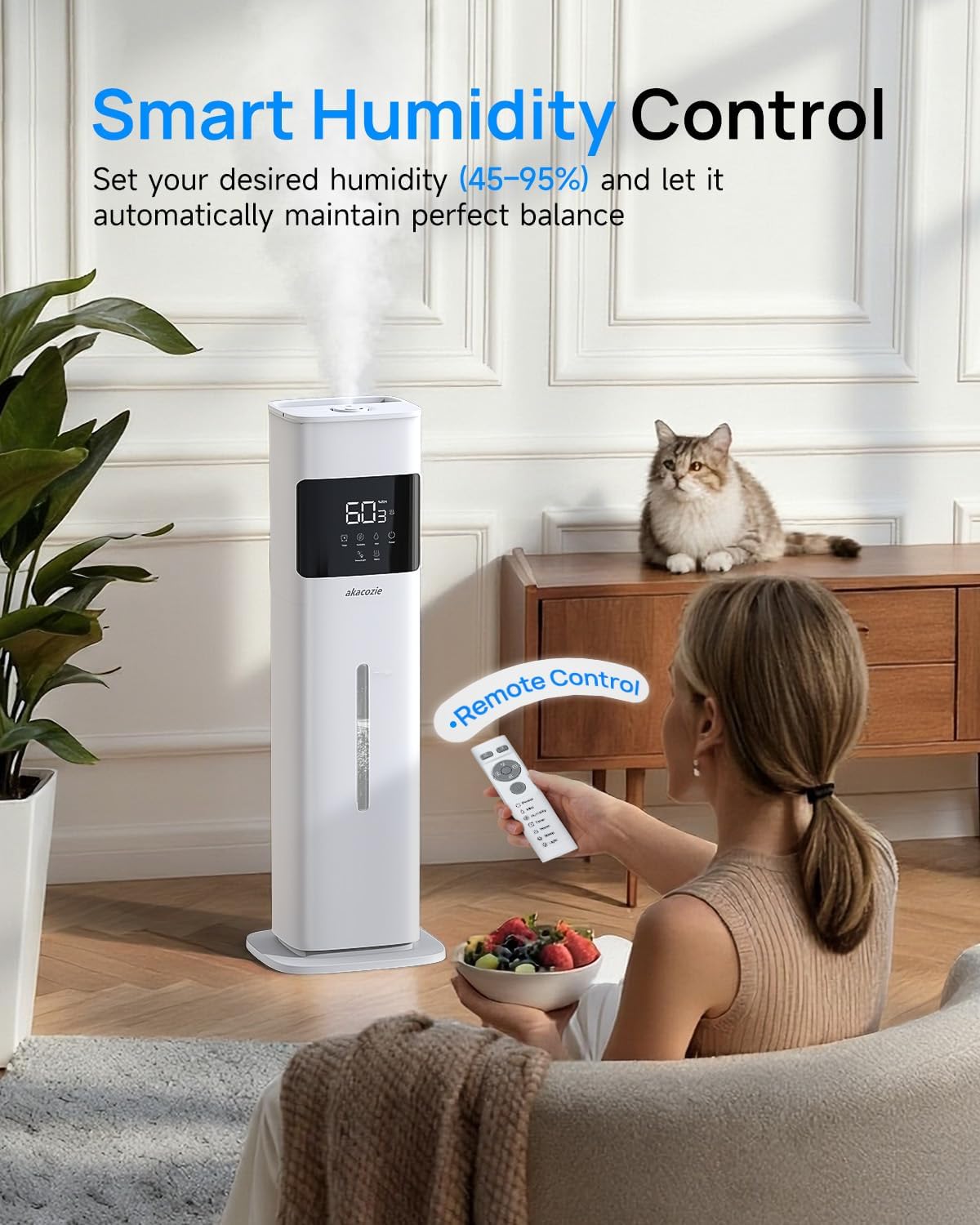 Humidifiers for Bedroom, Humidifier Large Room, White | Warm & Cool Mist, 2.1Gal/8L, 500 Sq Ft Coverage, Run 48H, Auto Humidity Control, Essential Oil Diffuser, for Home Baby Plants