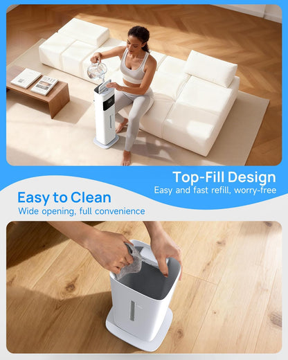 Humidifiers for Bedroom, Humidifier Large Room, White | Warm & Cool Mist, 2.1Gal/8L, 500 Sq Ft Coverage, Run 48H, Auto Humidity Control, Essential Oil Diffuser, for Home Baby Plants