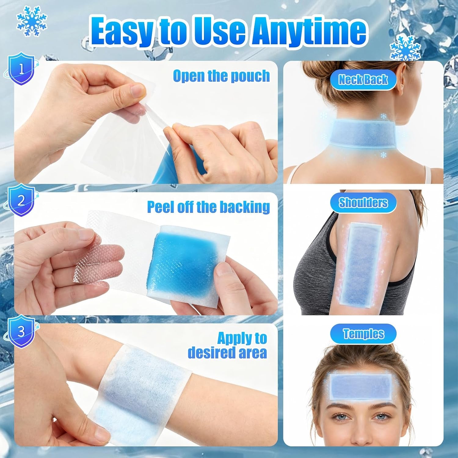 Cooling Gel Patches (12 Pack) for Neck & Body – Instant Heat Relief