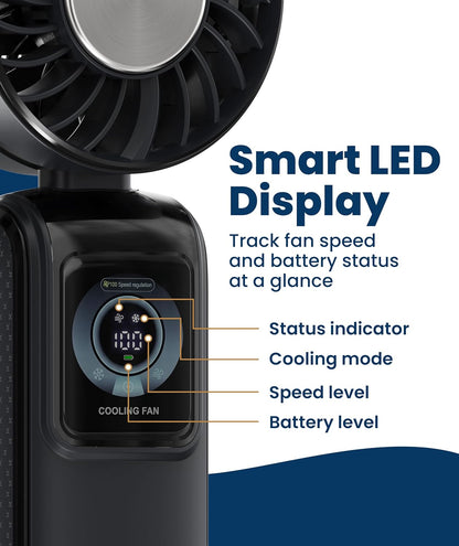 Portable Handheld Fan – Rechargeable Mini Fan with LED Display & 5 Speeds