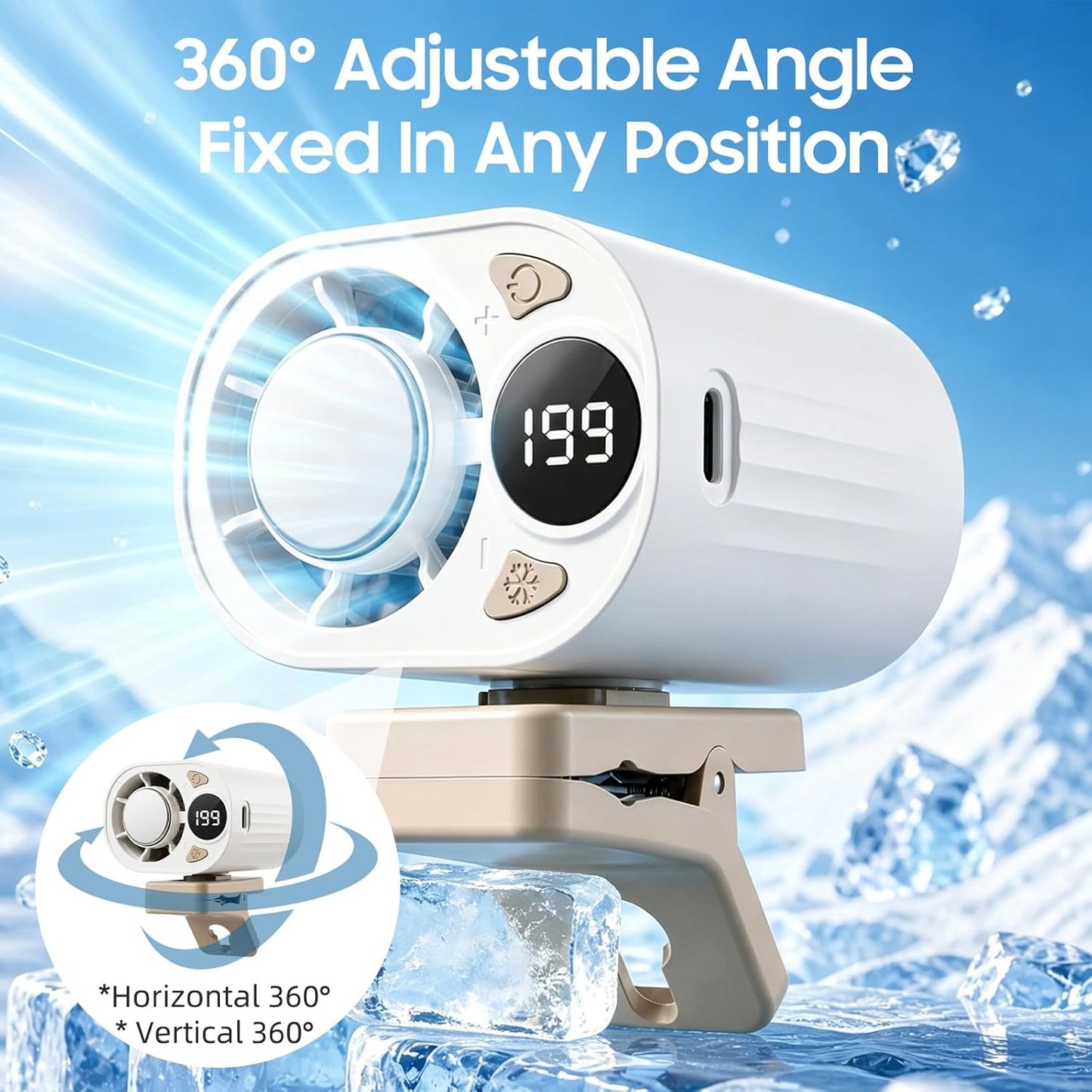 USB Rechargeable Clip-On Car Fan – Portable Bladeless Cooling Fan